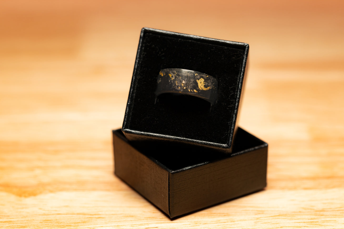 Lenz Composites Forged Carbon Fiber Ring w/ Gold Leaf Flakes