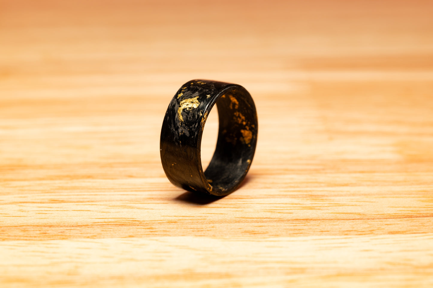 Lenz Composites Forged Carbon Fiber Ring w/ Gold Leaf Flakes