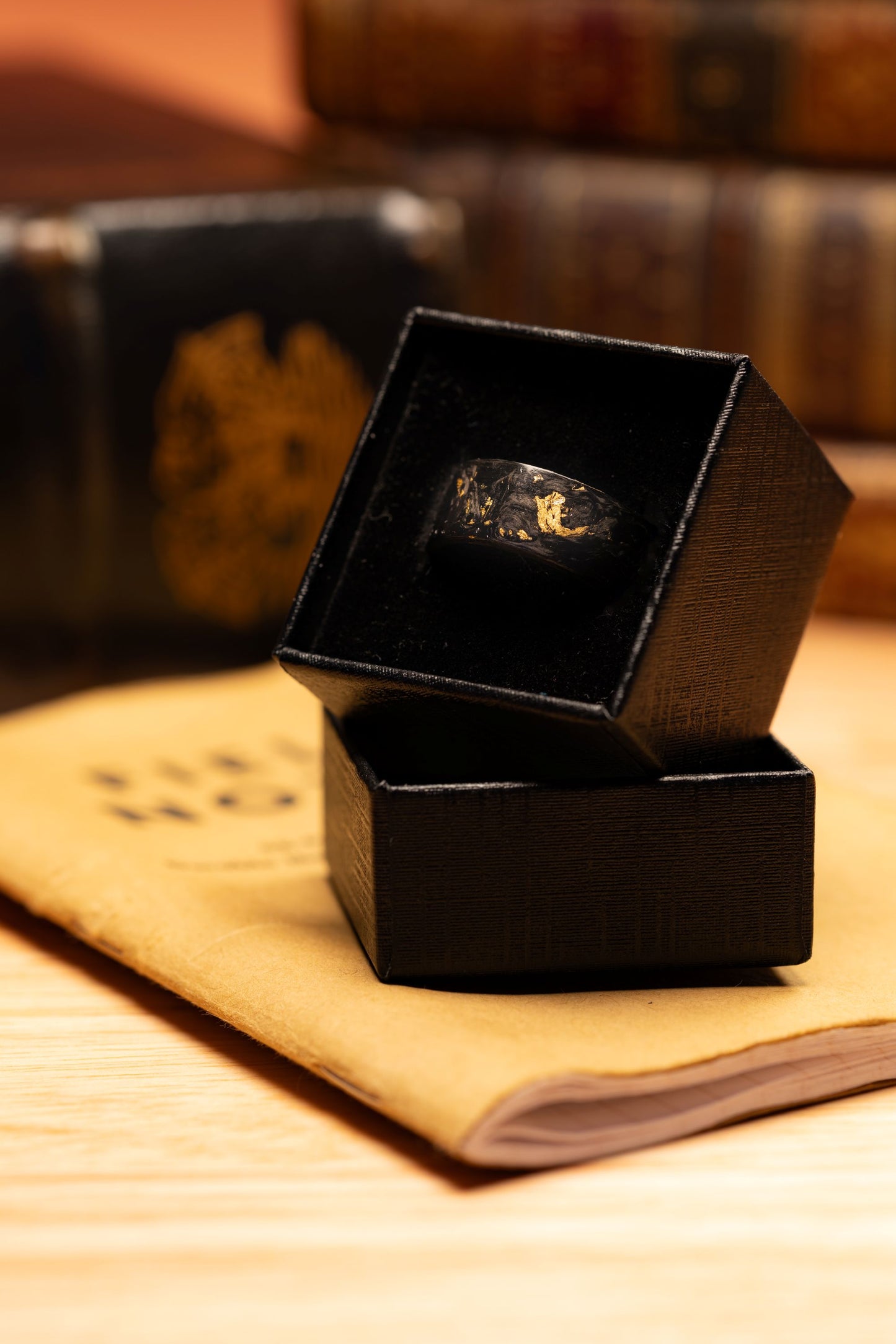 Lenz Composites Forged Carbon Fiber Ring w/ Gold Leaf Flakes