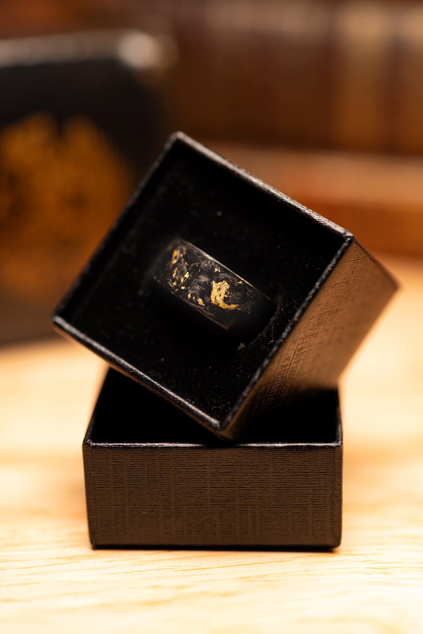 Lenz Composites Forged Carbon Fiber Ring w/ Gold Leaf Flakes